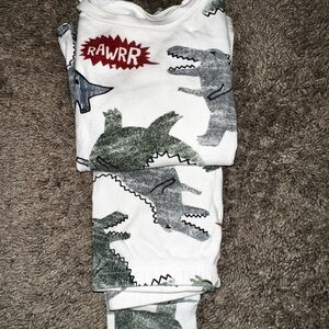 Kids Dinosaur Pajamas - White and Green